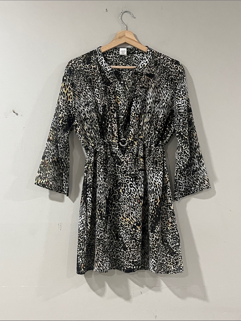 Creations Leopard Print Women’s Swim Coverup Tunic - Black & Cream